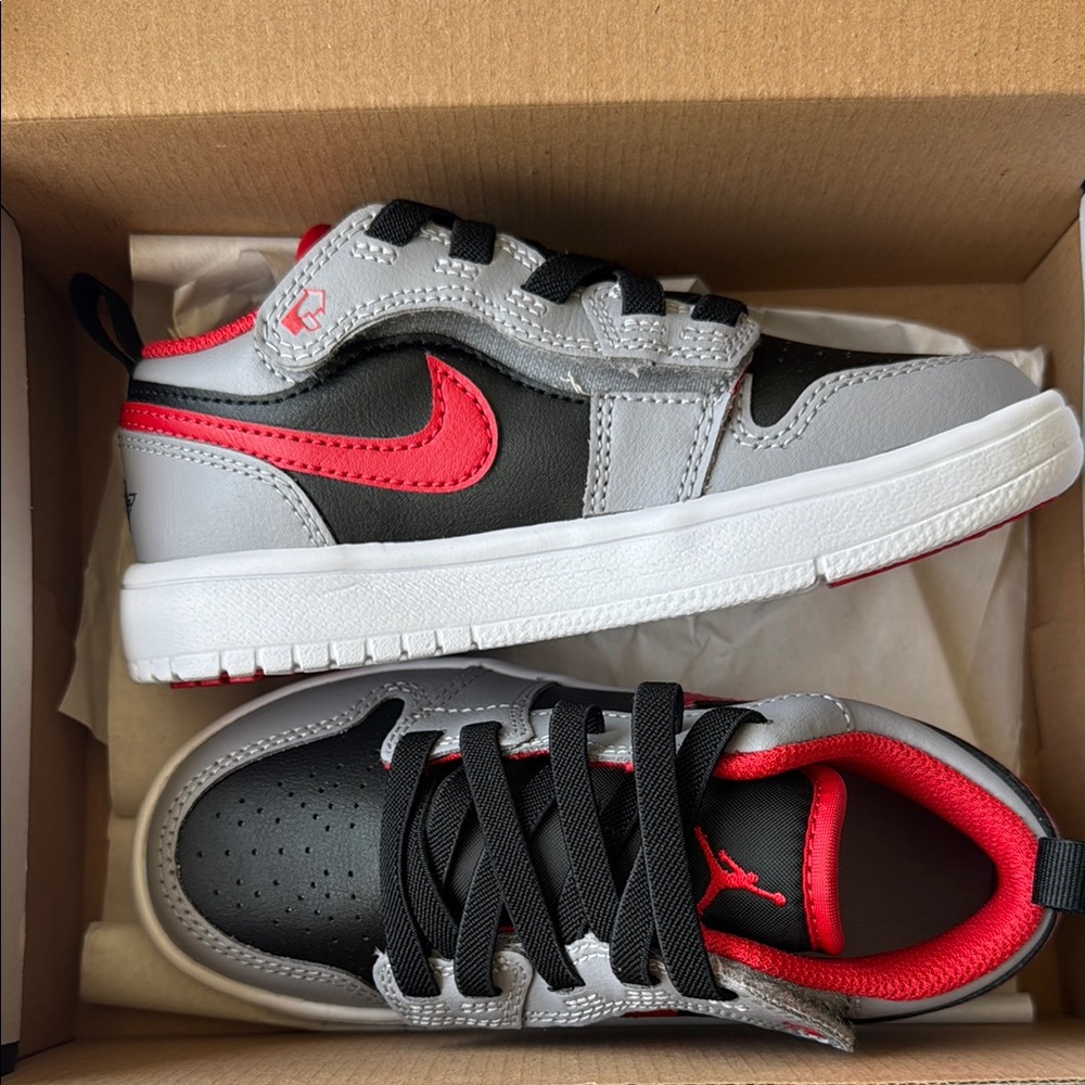 Nike Jordan 1 Low Alt Kids' Grey Black & Red NIB! Size 11.5 toddler kids